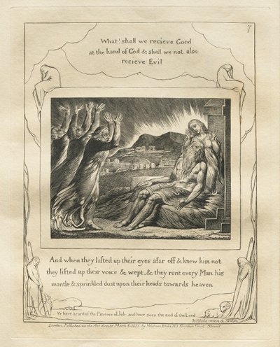 The Book of Job:  Pl. 7, And when they lifted up their eyes afar off and knew him not / they lifted up their voices and wept de William Blake