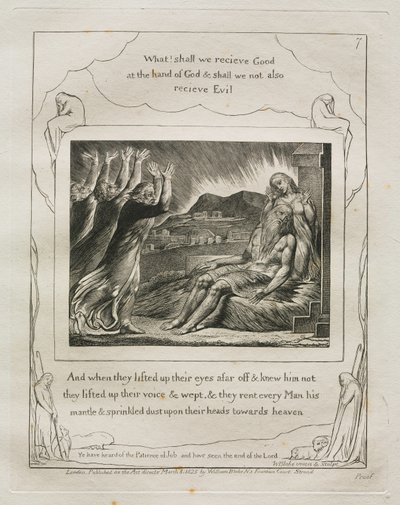 El Libro de Job: Pl. 7, Y cuando alzaron sus ojos de lejos y no lo reconocieron... de William Blake