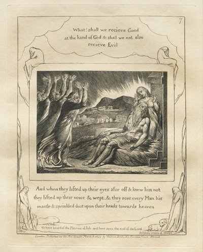 El Libro de Job: Pl. 7, Y cuando alzaron sus ojos de lejos y no lo reconocieron... de William Blake