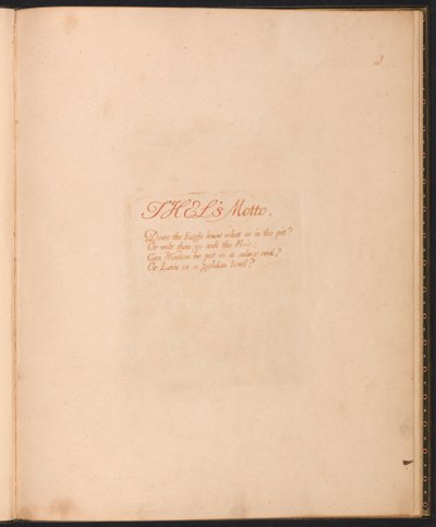El Libro de Thel, Lámina 1, El Lema de Thel... de William Blake