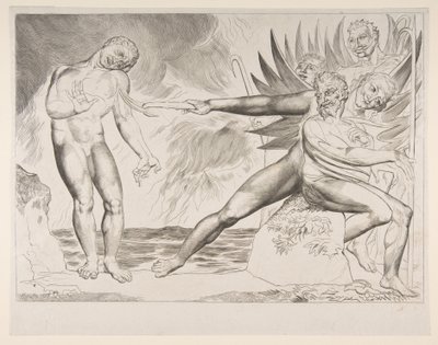 El círculo de funcionarios corruptos: Los demonios atormentando a Ciampolo, del Infierno de Dante, ca. 1825-27 de William Blake