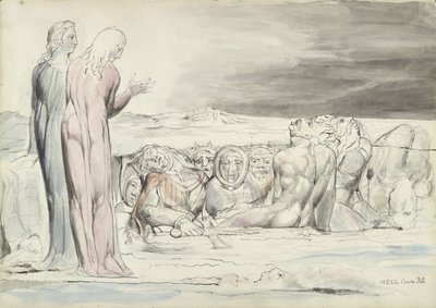 El Círculo de los Traidores: Hermanos Alberti, ilustración de la Divina Comedia de Dante Alighieri, 1824-27 de William Blake