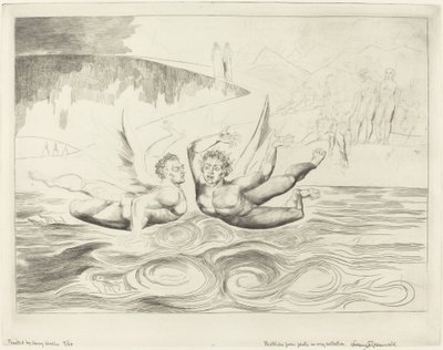 El círculo de los funcionarios corruptos; los demonios se atacan entre sí de William Blake