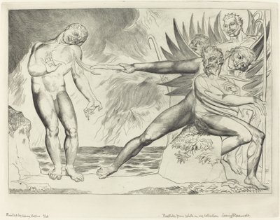 El círculo de los funcionarios corruptos; los demonios atormentan a Ciampolo de William Blake