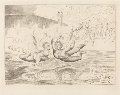 El círculo de los funcionarios corruptos; los demonios se atacan entre sí de William Blake
