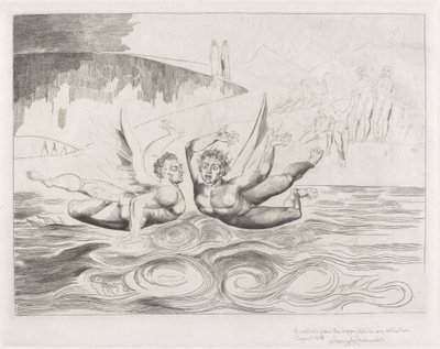 El círculo de los funcionarios corruptos; los demonios se atacan entre sí de William Blake