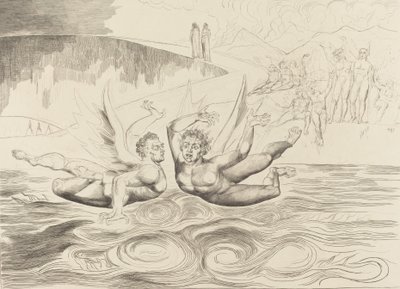 El círculo de los funcionarios corruptos, los demonios se atacan entre sí de William Blake
