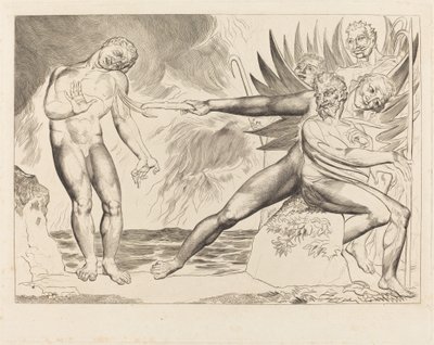 El círculo de los funcionarios corruptos; los demonios atormentan a Ciampolo de William Blake