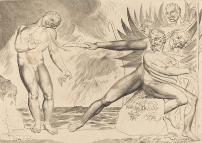 El círculo de los funcionarios corruptos, los demonios atormentando a Ciampolo de William Blake
