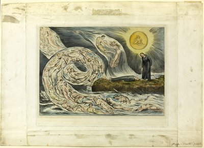 El círculo de los lujuriosos: Paolo y Francesca. Infierno, canto V de William Blake