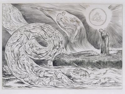 El círculo de los lujuriosos", ilustraciones de la Divina Comedia de Dante de William Blake