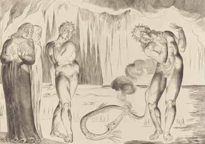 El círculo de los ladrones, Buoso Donati atacado por la serpiente de William Blake