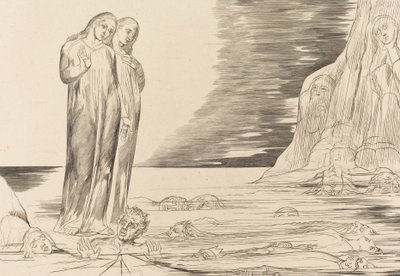 El Círculo de los Traidores, el Pie de Dante Golpeando a Bocca degli Abbate de William Blake