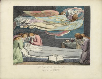La muerte del buen anciano, ilustración de "La tumba" de Robert Blair, grabado por Louis Schiavonetti de William Blake