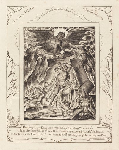 La destrucción de los hijos de Job de William Blake