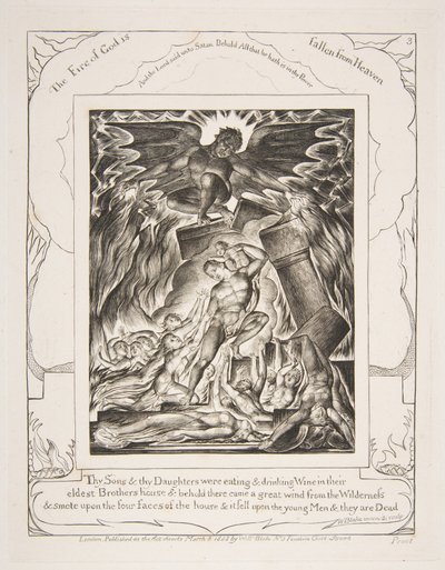 La Destrucción de los Hijos de Job, de Ilustraciones del Libro de Job de William Blake