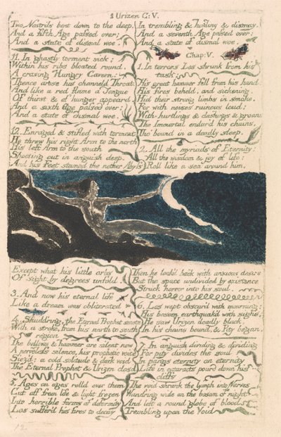 El Primer Libro de Urizen, Lámina 11, "Dos fosas nasales inclinadas hacia lo profundo. . ." (Bentley 13) de William Blake