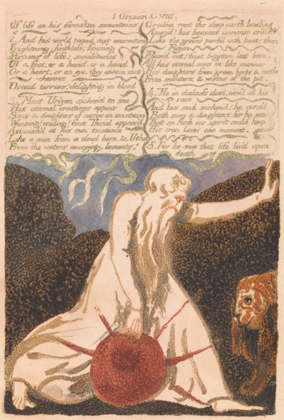 El Primer Libro de Urizen, Lámina 20, "De montañas abandonadas a la vida. . . ." (Bentley 23) de William Blake