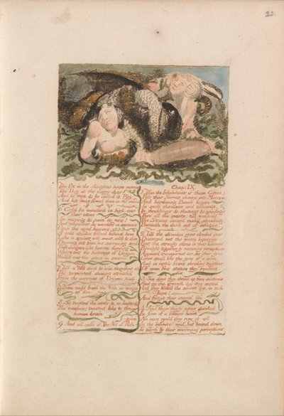 El Primer Libro de Urizen, Lámina 26, El Buey en el Matadero Gime.... (Bentley 25) de William Blake