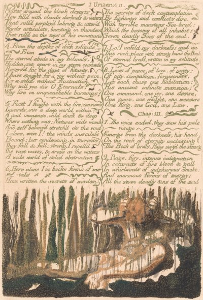 El primer libro de Urizen, lámina 4, Reunión alrededor de los desiertos desolados... (Bentley 4) de William Blake