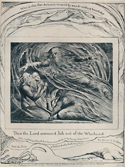 El Señor respondiendo a Job desde el torbellino. De Job., c. 1780-1820, 1923 de William Blake