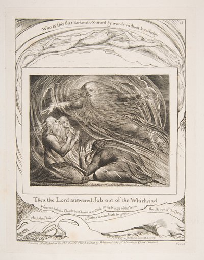 El Señor respondiendo a Job desde el torbellino, de Ilustraciones del Libro de Job, 1825-26 de William Blake