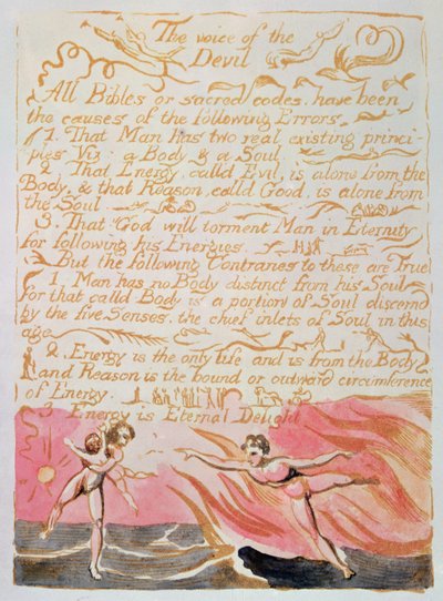 El matrimonio del cielo y el infierno; La voz del diablo de William Blake