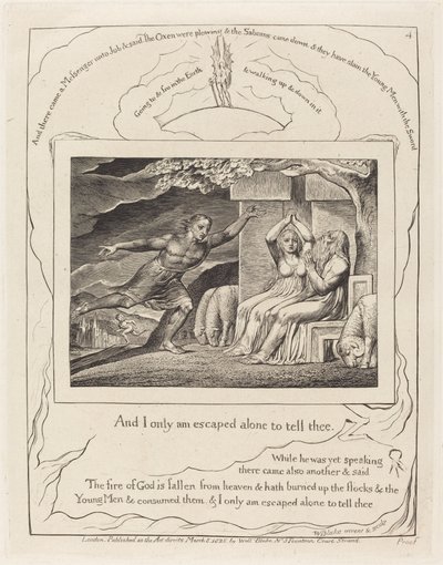 Los mensajeros le cuentan a Job sus desgracias de William Blake