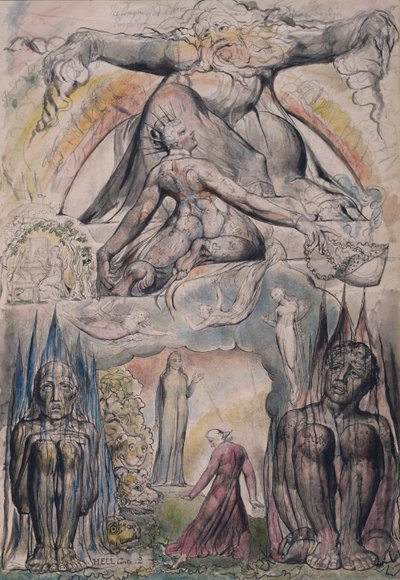La misión de Virgilio, ilustración del Canto 2 del "Infierno" de la "Divina Comedia" de Dante Alighieri de William Blake
