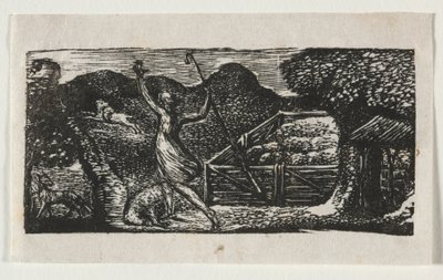 Las Pastorales de Virgilio, Égloga I: El pastor ahuyenta a un lobo, 1821 de William Blake