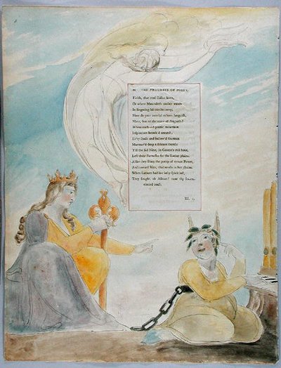El progreso de la poesía", diseño 48 de "The Poems of Thomas Gray". de William Blake