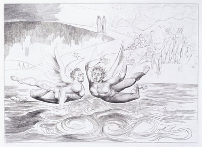 La serpiente de seis patas atacando a Agnolo Brunelleschi, c.1824-1827 de William Blake