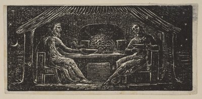 Thenot y Colinet comen su cena, de Pastorales de Virgilio de Thornton, 1821 de William Blake