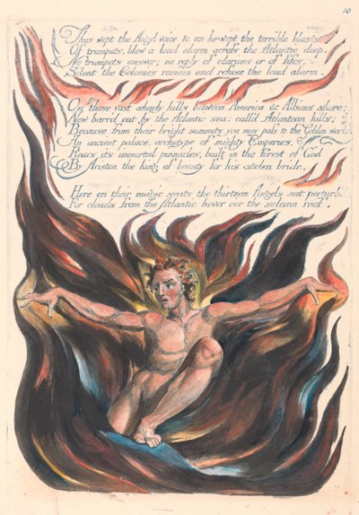 «Así lloró la voz del Ángel y mientras lloraba las terribles ráfagas...» (Lámina 12) de William Blake
