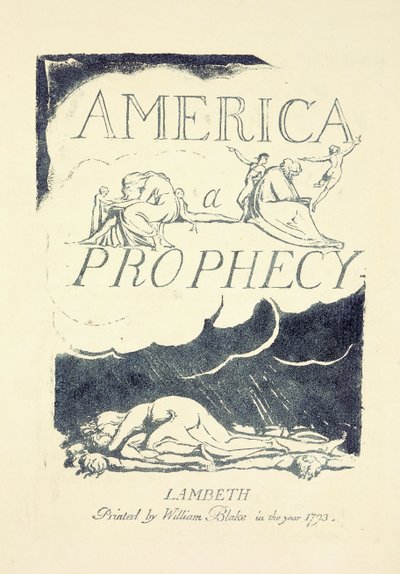 Página de título de "América, una profecía", mediados de 1790s de William Blake