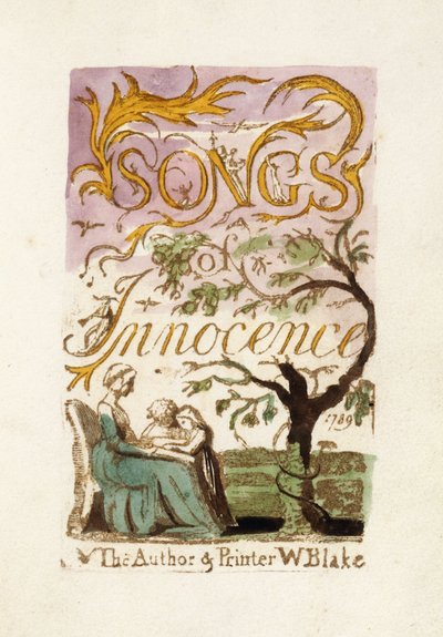 Página de título, de "Canciones de Inocencia", 1789 de William Blake