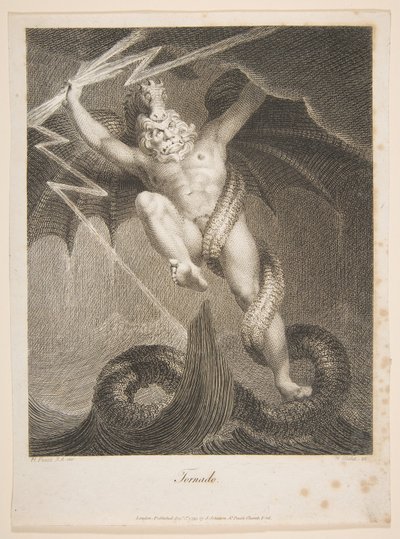 Tornado-Zeus luchando contra Tifón Erasmus Darwin, El Jardín Botánico, 1 de agosto de 1795 de William Blake