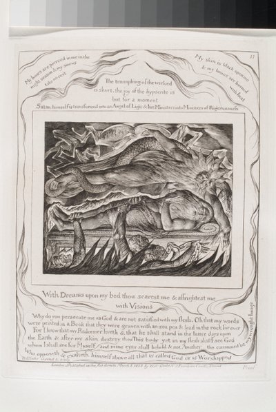 With Dreams Upon My Bed Thou Scarest Me (grabado sobre papel india chine collé) de William Blake