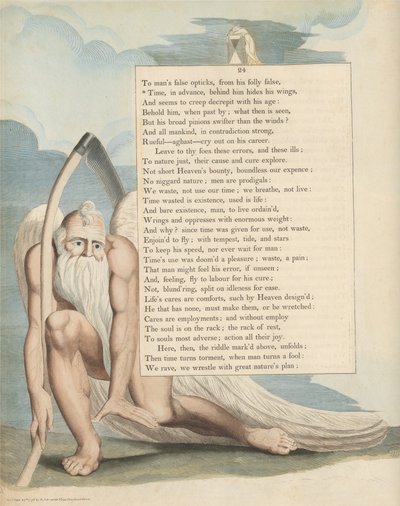 Pensamientos Nocturnos de Young, Página 24, El Tiempo, en Avance, detrás de Él Esconde Sus Alas de William Blake