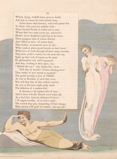 Pensamientos nocturnos de Young, página 93, Si los ángeles tiemblan, es ante tal vista de William Blake
