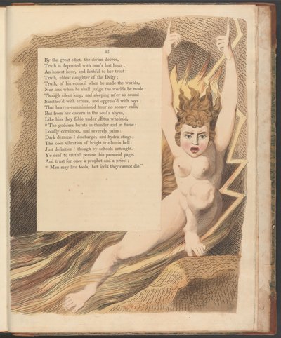 Pensamientos Nocturnos de Young, Página 95, La diosa estalla en trueno y en llamas de William Blake