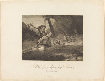 Boceto de un naufragio de William Blake after George Romney