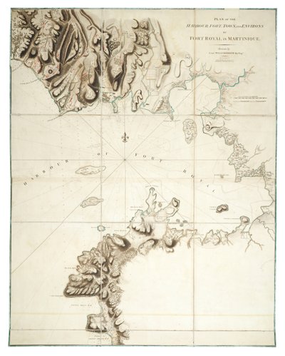 Plano del puerto, fuerte, ciudad y alrededores de Fort Royal en Martinica de William Booth