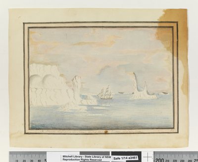 Islas de Hielo a través de las cuales navegó el Sirius el 14 de diciembre de 1788 frente al Cabo de Hornos (detalle) de William Bradley