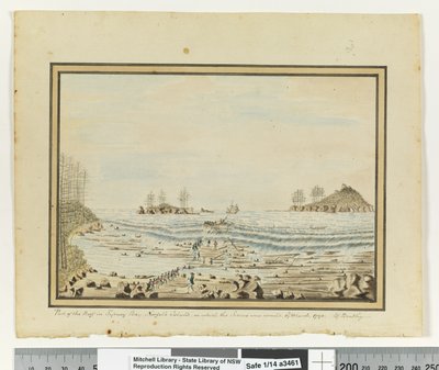 Frente a p. 195. `Parte del arrecife en la Bahía de Sídney, Isla Norfolk, en el que se hundió el Sirius. 19 de marzo de 1790.