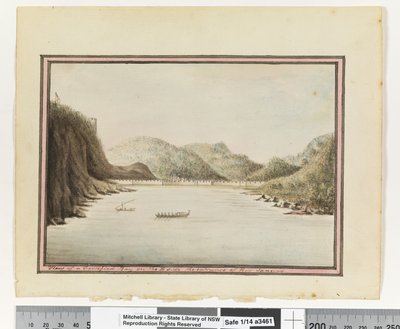 Vista de una Bahía Fortificada en el lado E de la entrada de Río de Janeiro (detalle) de William Bradley