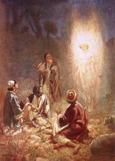 Un ángel anunciando a los pastores de Belén el nacimiento de Jesús de William Brassey Hole