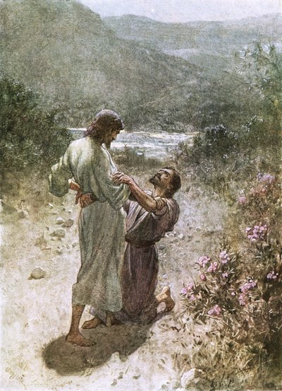 Jacob y el ángel en Peniel de William Brassey Hole
