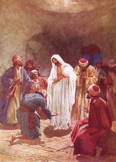 Jesús reprendiendo a Tomás por su incredulidad de William Brassey Hole