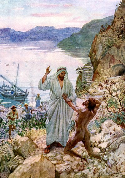 Jesús cura a un hombre poseído por demonios de William Brassey Hole